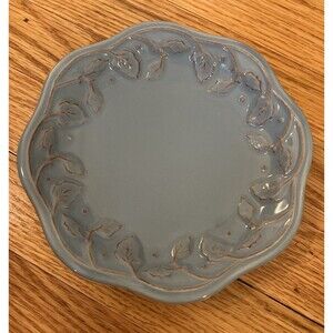 Longaberger Pillar Candle Stand Dish Woven Pale Vine Blue Mist Vintage